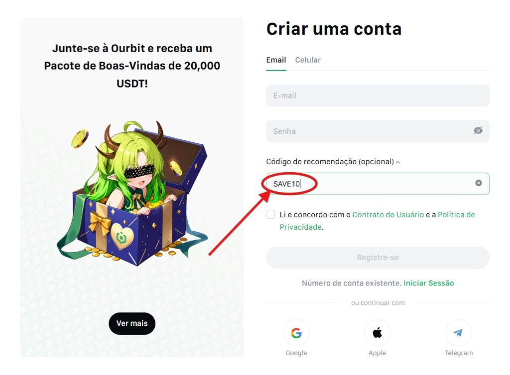 Como Usar o Código de Referência Ourbit