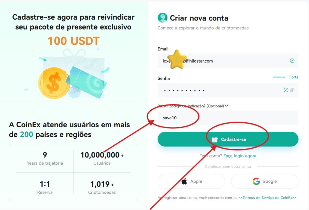 Código de Referência CoinEx